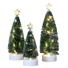 Pre-lit Small Christmas Tree, LED Light Up Mini Pine Tree with Warm LED Glow, Tabletop Xmas Tree with Durable Wooden Base for Indoor Outdoor Holiday D