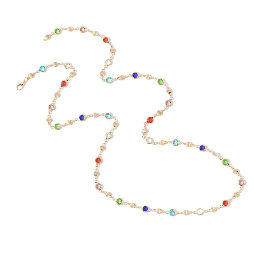 Stijlvolle glazen kralenketting Mode-lichaamsketting Goud