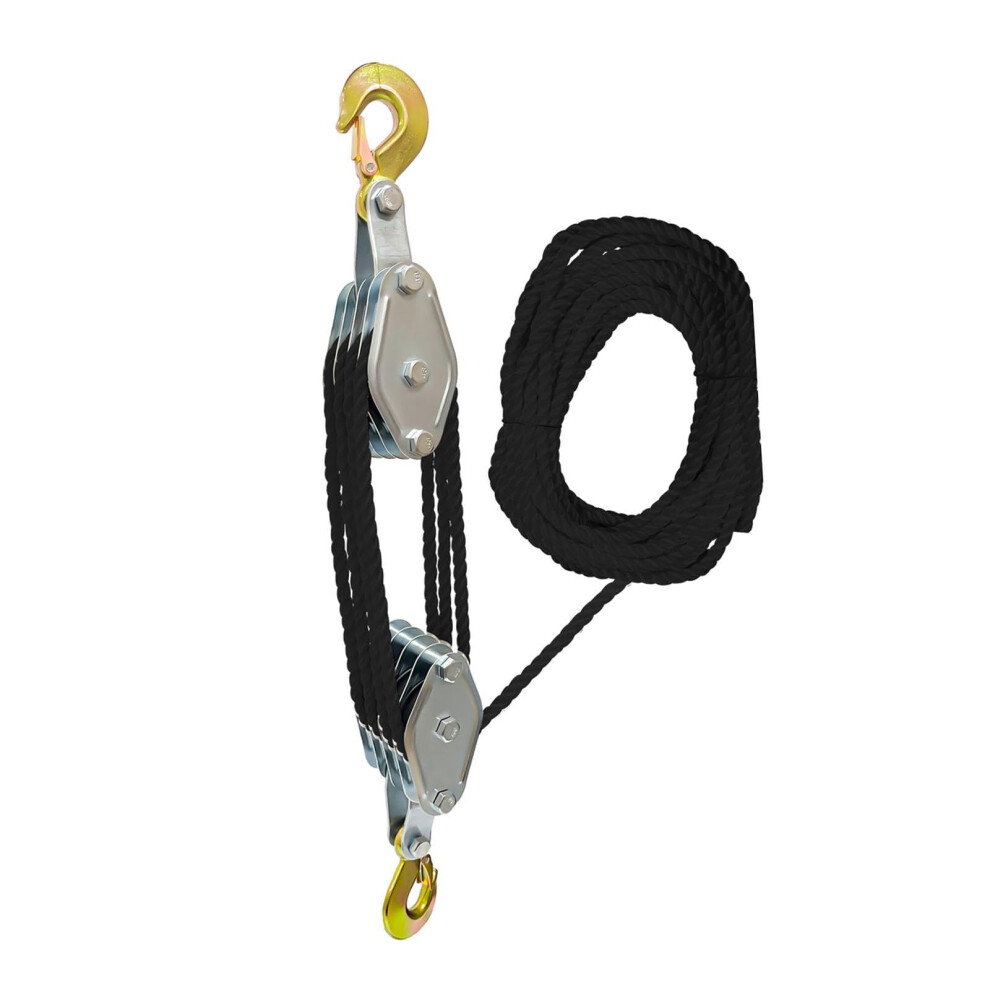 4Wheel 20M Black Rope Pulley For Lifting, Heavyduty Block And Tackle System, Garage, Workshop, Outdoor Use 9067246105730