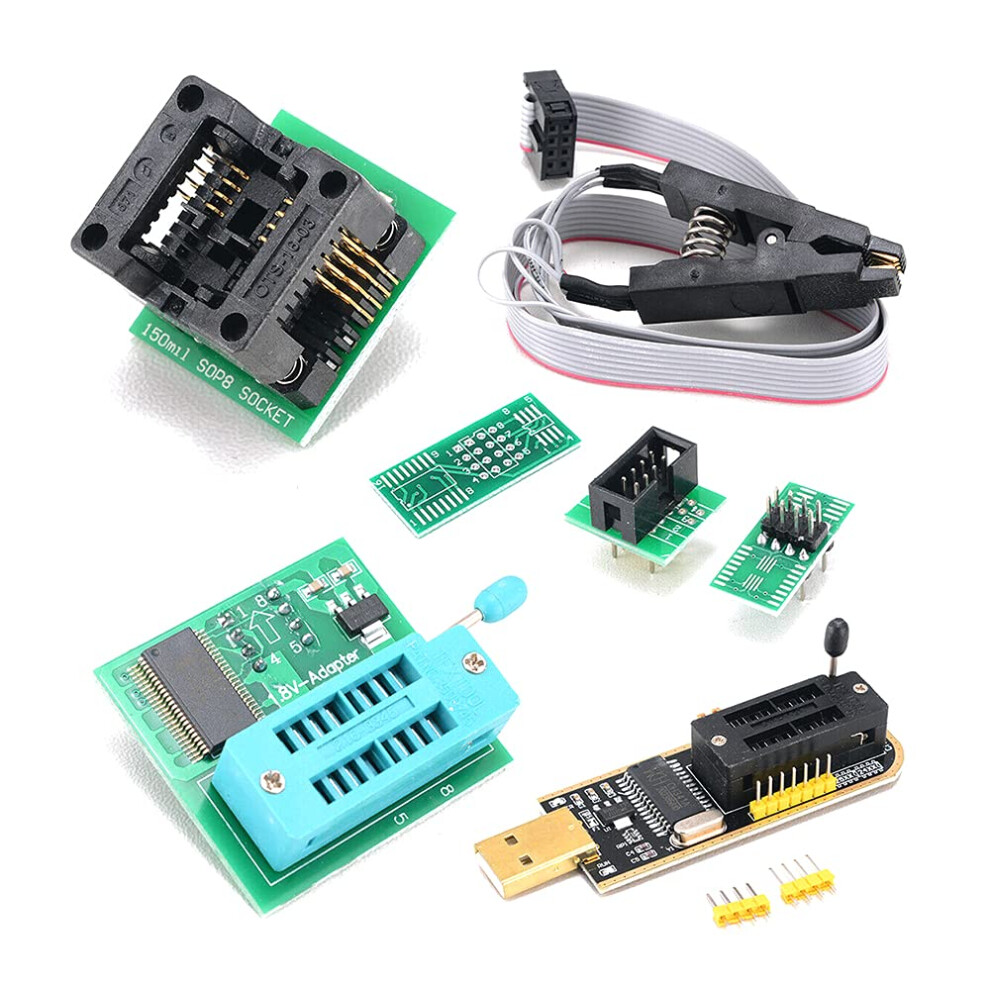 Usb Programmer Kit With Sop8 Clip, 1.8V Adapter, Ic Socket For Eeprom Bios Spi Flash 9323874250007