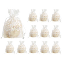 Ceremoniell presentförpackning, eleganta organza-spetspåsar med dragsko för speciella evenemang, smyckesförvaringspåsar med miljövänligt