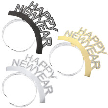 24 Haarreif Happy New Year In Gold Silber Schwarz