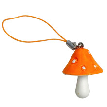 Porte-clés champignon en résine colorée, Design-Lanière orange