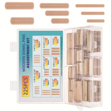 225Pcs Wooden Dowel Cabinet Drawer Round Grooved Wood Craft