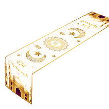 Happy Holiday Kitchen Dining Table Decor, Sturdy and Reusable Eid Mubarak Table Runner, Protecting The Table From Burns And Scratches, Bright Home Dec