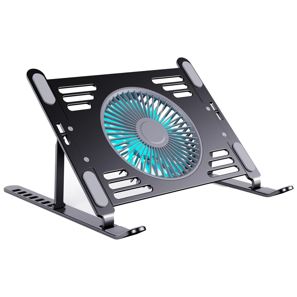 Laptop Stand Cooling Pad With Usb Power Fans, Adjustable Ergonomic Risers, Quiet Technology, Laptop Pad Black 9339159512807