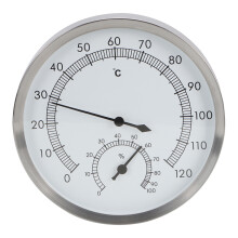 2-in-1 roestvrijstalen thermo-hygrometer, hittebestendige indicator voor sauna's en stoomruimtes, nauwkeurige temperatuur- en vochtigheidsmeter