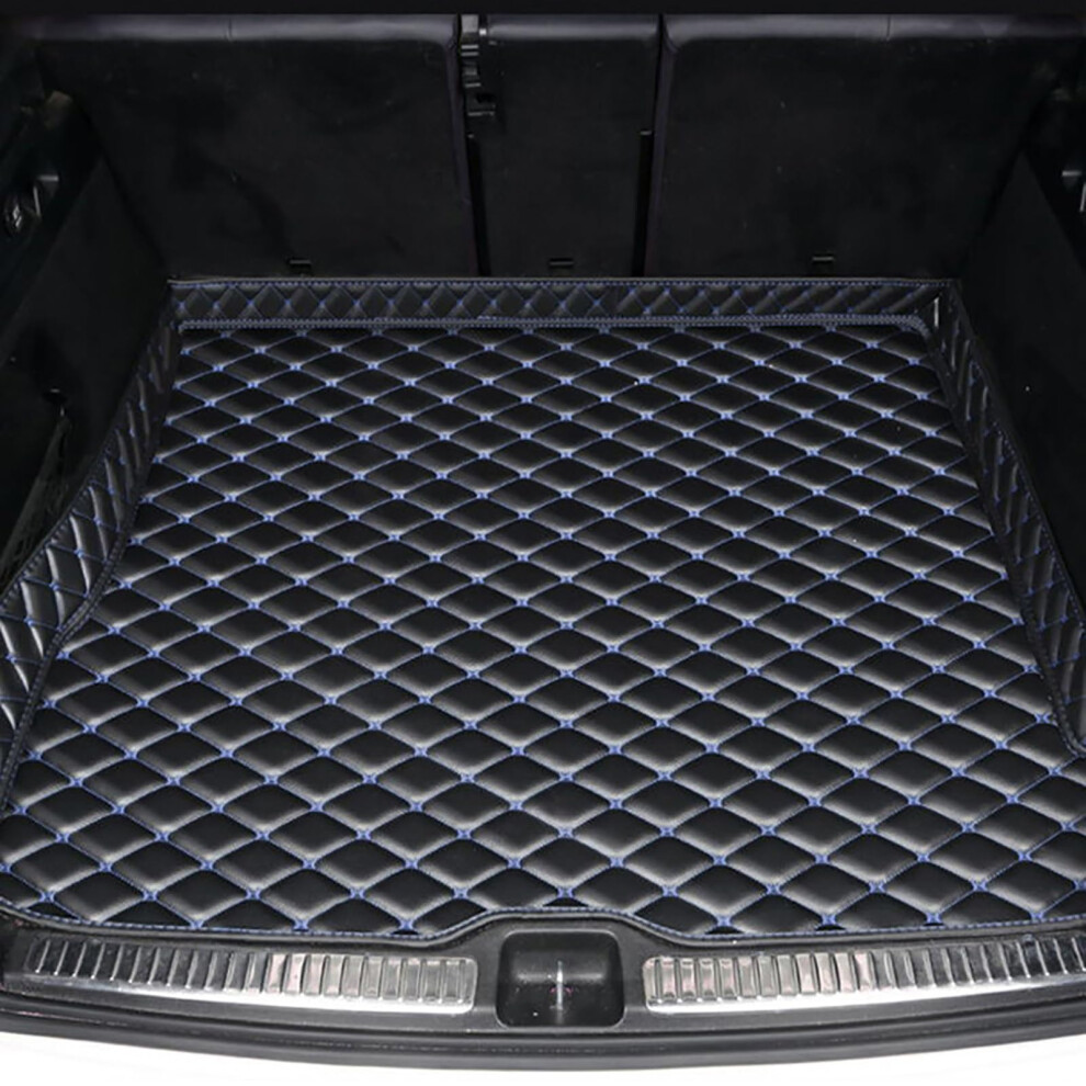 Car Leather Boot Liner Mats For Compatible With Jaguar Xf Sportbrake 20182021, Waterproof Rear Trunk Cargo Mats, Blackblue 9067246106348