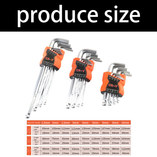 9Pcs L Type L Shaped Wrench Set Corrosion Resistant-Middle C 2