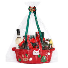 Cotton Basket Christmas Woven Storage Basket With Handles For Toy Bin Nursery Playroom Kitchen Bathroom Red