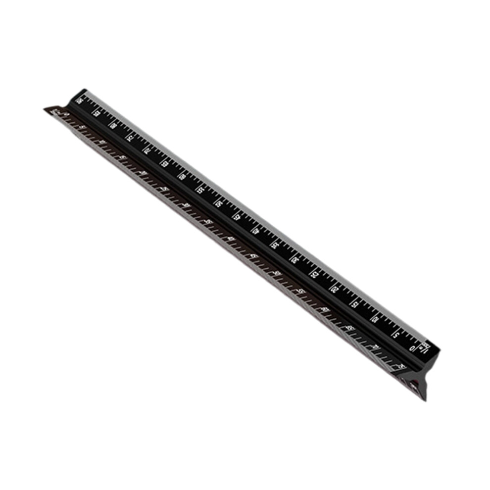 Aluminum Triangular Drafting Ruler 320Mm Engraved Etched-Black 7696000545400