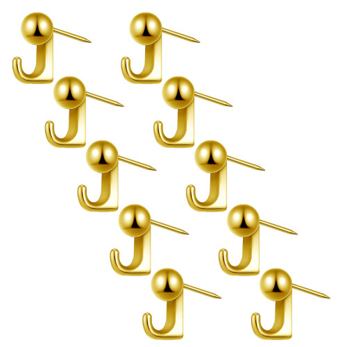 10pcs Zinc Alloy Hook for Soft Board Wall Space Efficient-Gold