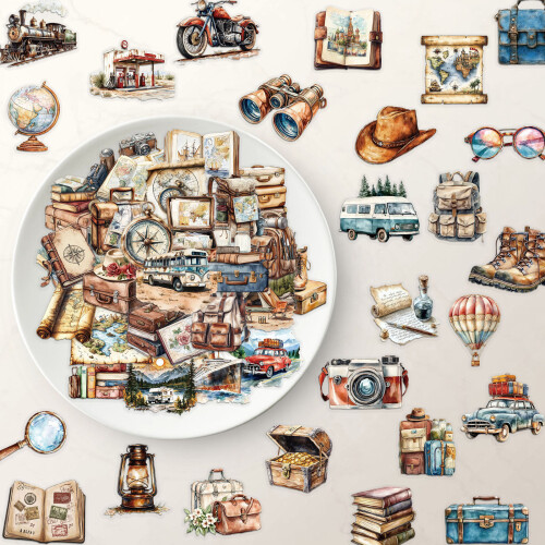50Pcs Travel Sticker Sticker Diary Laptop Fridge Suitcases 1