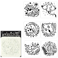 6Pcs Reusable PET Painting Stencils Marine-The dream of the wav