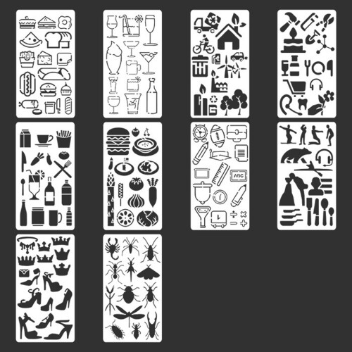 Stencil Set PET Art Template With Intricate Cutouts Art-D