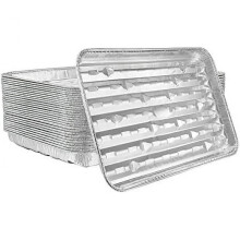 Aluminum Grill Pans, Disposable Grill Liners with Ribbed Bottom Surface for Baking & BBQ, Premium Quality Aluminum Foil Grill Toppers for Home and