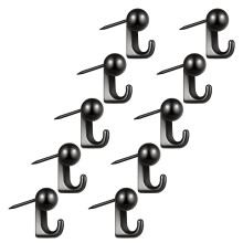 Pack of 10 Zinc Alloy Wall Hook Heavy Duty Push Pins for-Black