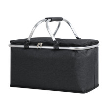 Kompakt piknikkurvkjøler, multifunksjonell handlekurv med isolert kjølebag for bruk året rundt, 30L Oxford-stoff i aluminiumslegering