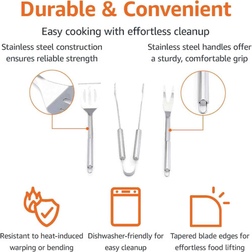 Grill Like A Pro: Dishwasher Safe Utensils, Heavy Duty Set, Multi-Function Spatula For All Your Cooking Needs 1