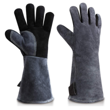 Guanti da saldatura resistenti al calore, fodera isolante in pelle bovina, flessibili e resistenti, protezione completa di mano e avambraccio per