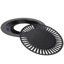 Acessórios para churrasco resistentes ao calor, estilo coreano, chapa de grelhar sem fumaça, redonda, antiaderente, de ferro, com design de