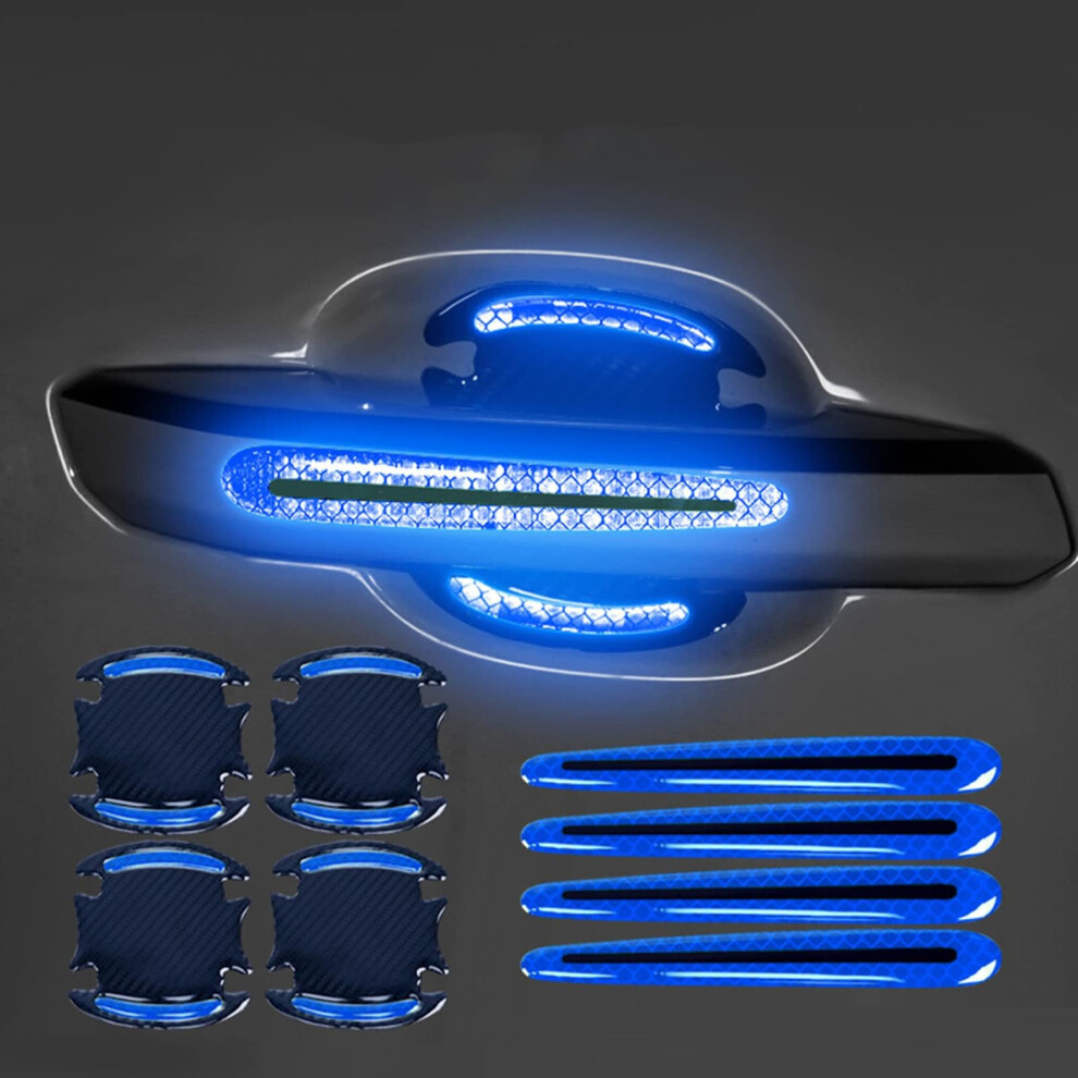 Car Door Handle Guard Film 2019 8Pc Set 3D Carbon Fiber Door Bowl Scratch Protection Reflective Strips For Mazda 3 Blue 9339159513200