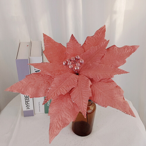 Κόκκινα λουλούδια Poinsettia από ζάχαρη, ζωηρές χριστουγεννιάτικες διακοσμήσεις για 1