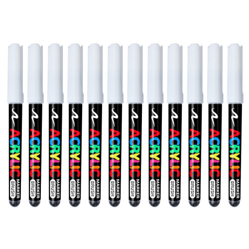 Artist Grade White Marker With Thickened Waterproof Ink-12PCS