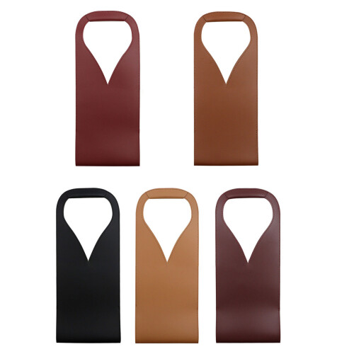 Wine Bag PU Leather Wine Pouches Light &Comfortable-Light Brown 1
