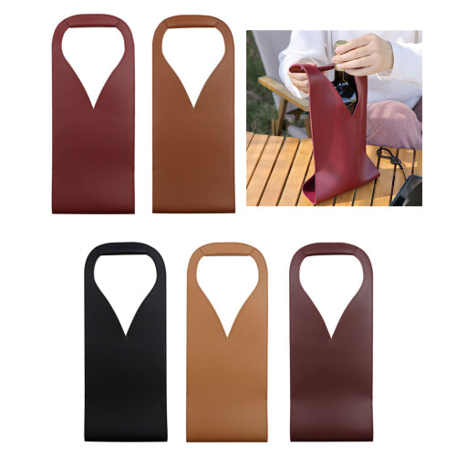 Wine Bag PU Leather Wine Pouches Light &Comfortable-Light Brown 2