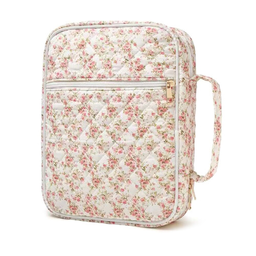 Reversible Cotton Bag Featuring Secure Slide Pockets-Red flower