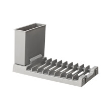 Compact Dish Storage Rack Drying Stand with Drain Outlet-Gray