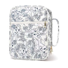 Durable Diamonds Quilted Book Bag Zippers-White and dark blue