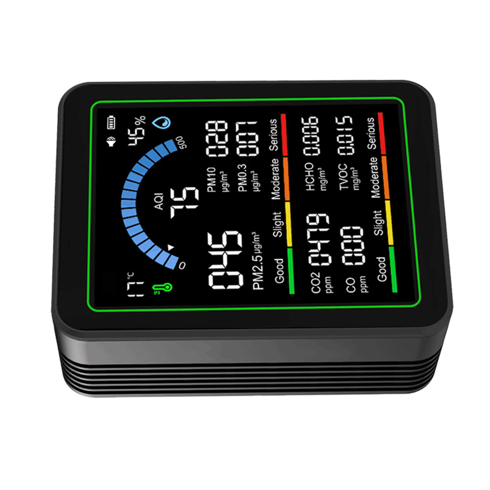 Black Pm1.0 Pm2.5 Pm10 Co2 Tvoc Hcho Temperature And Humidity