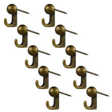 10Pcs Wall Hook Zinc Alloy Construction Strong Load-Bronze