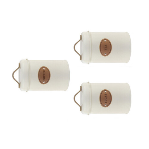 3Pcs Vintage Kitchen Canister Set with Lids-     Off  white
