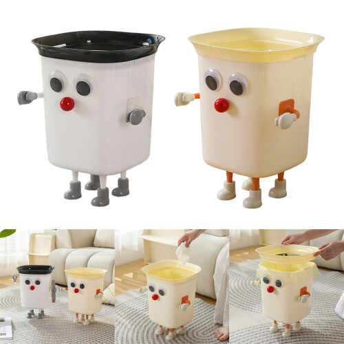 Creative DIYs Garbage Bin Plastic Waste Basket-Black and White 2