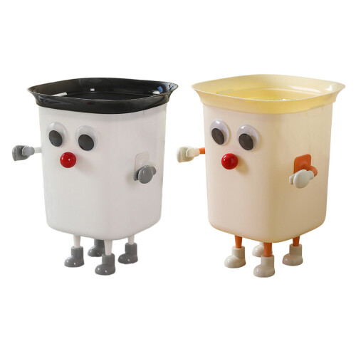 Creative DIYs Garbage Bin Plastic Waste Basket-Black and White 1