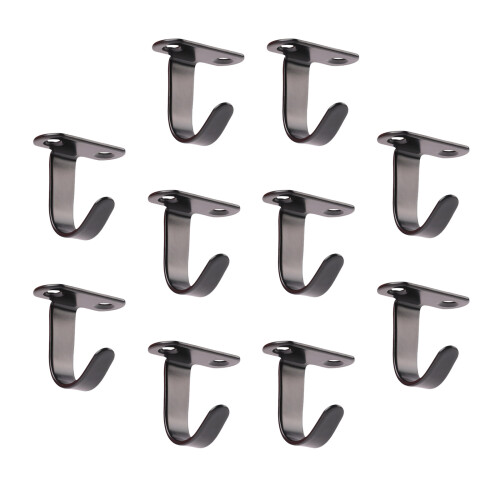 10Pcs Multipurpose Black Stainless Steel Hooks Wall Mount Hanger