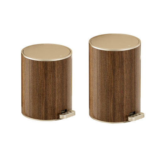 Modern Trash Can Wood Grained Texture Garbage Bin Sealed-9L 1