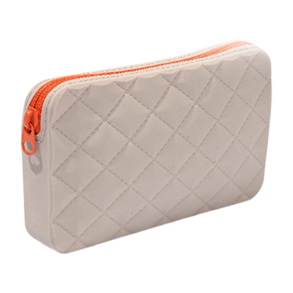 Grey Pen Pouch Aesthetic Pen Case Silicone Pencil Bag Makeup