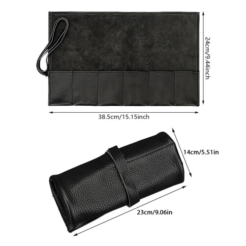 Cowhides Mechanical Watch Protective Roll Watches Case-Black 1