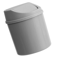 Small Swing Lid Waste Paper Basket For Countertops Plastic-grey