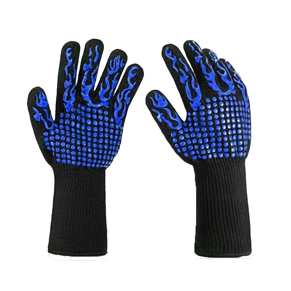 Grill Master's Armor: Professional Heat Resistant, Non-Slip Aramid And Silicone Gloves For Multi-Purpose Protection, Including Flexible Fingers And