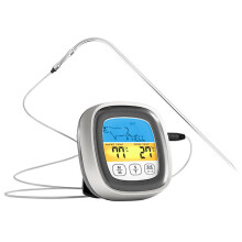 Professionelles digitales Touchscreen-Fleischthermometer mit großem LCD-Touchscreen, ofenfestem Edelstahl-Sondenkabel und individueller