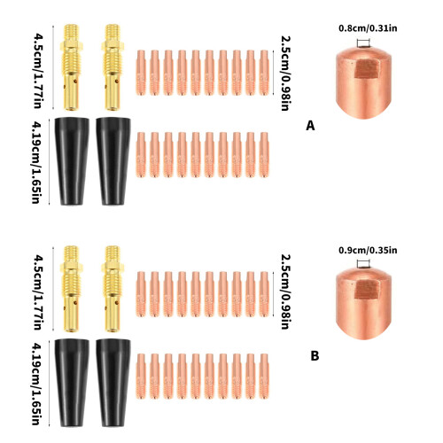 Professional Grade Welding Nozzle Kit 24Pcs Copper Rubber-A 2