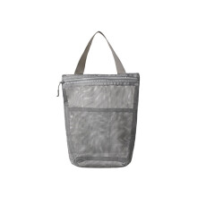 Trousse de toilette en maille pliable, sac de rangement de-gris