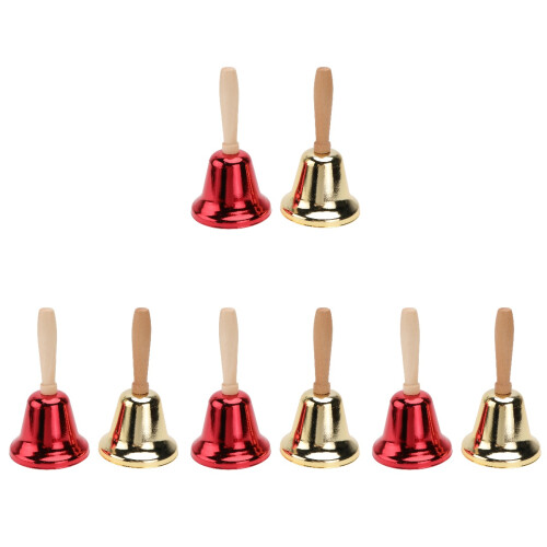 8 Pcs Metal Rattle Hand Call Bell With Handle 1
