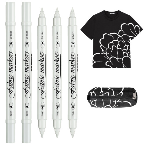 5pcs Double Tip Fabric Markers Fine Point Artist Cloth Drawing