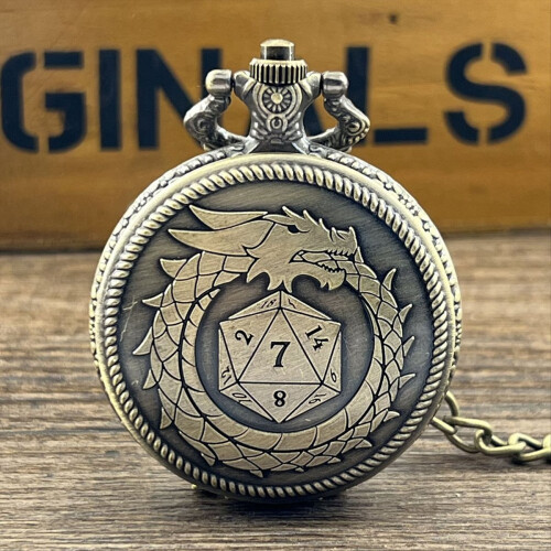 Pocket Watch and Mini Metal Multi-Sided Dice Set Board Game Cool 2